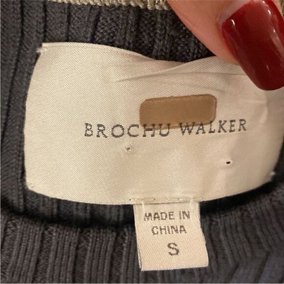 Brochu Walker 100% wool Elegant Black Ribbed Women's sweater, S - Picture 12 of 13